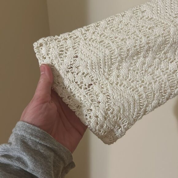 Sharagano noir White Crochet Dress Short 3/4 Length Sleeve size 2 - Picture 3 of 7